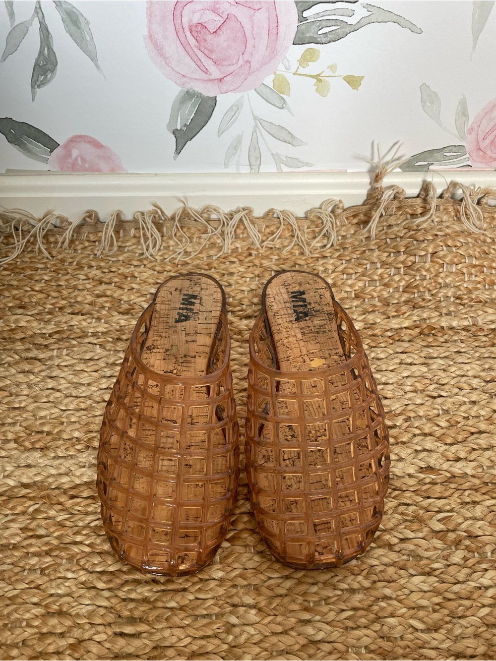 Brown Woven Jelly Mules Slip On Flats Size 9
